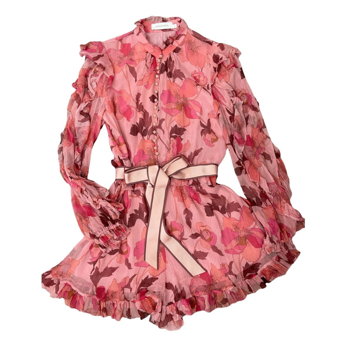 Pre-owned Zimmermann Silk Jumpsuit In Pink