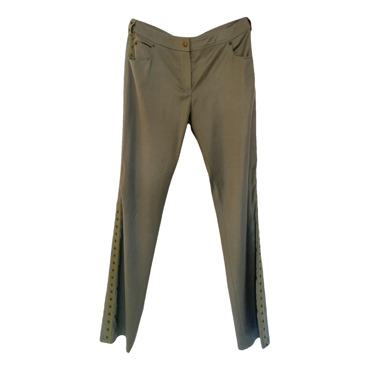 Pre-owned Dior Wool Straight Pants In Green