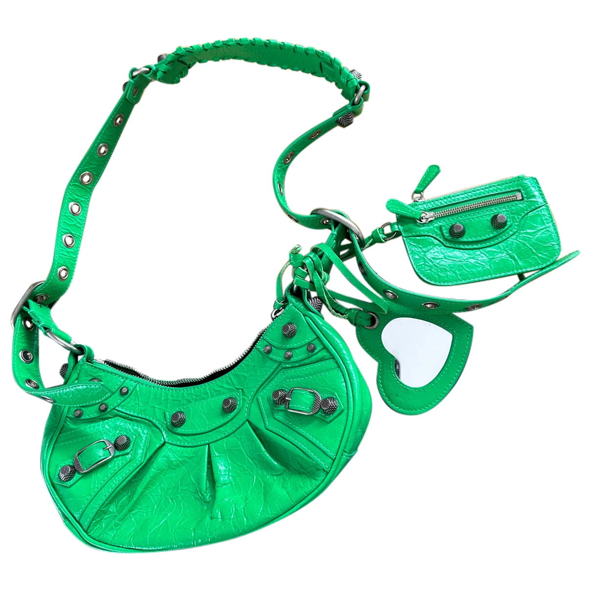 Pre-owned Balenciaga Le Cagole Leather Handbag In Green