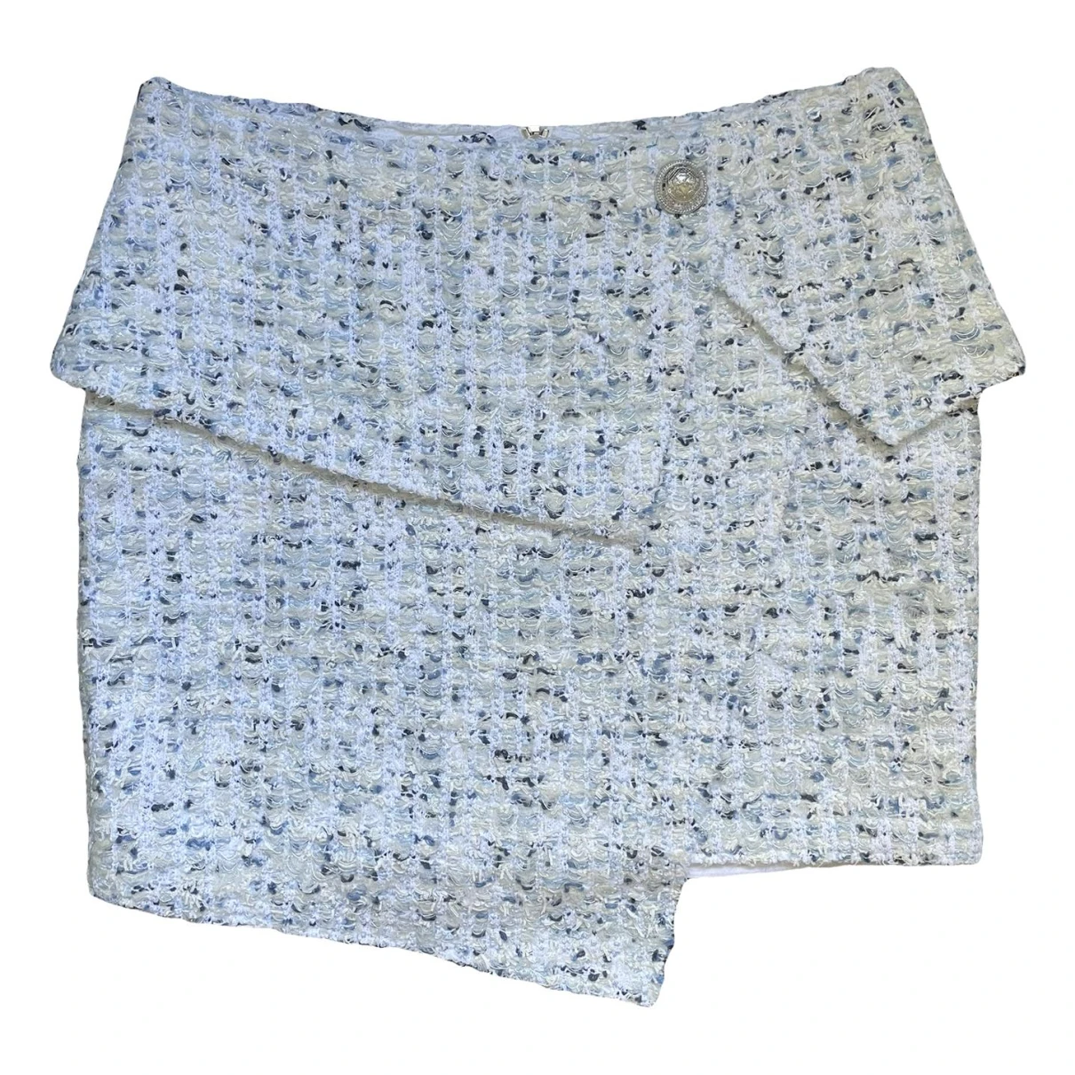 Pre-owned Balmain Tweed Mini Skirt In Blue