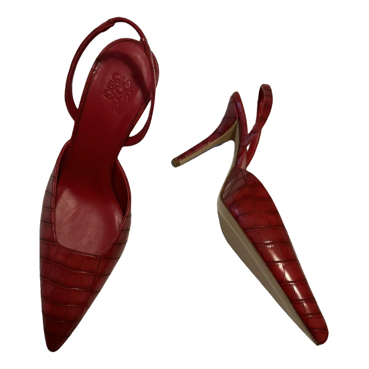 Pre-owned Gia Borghini Vegan Leather Heels In Red