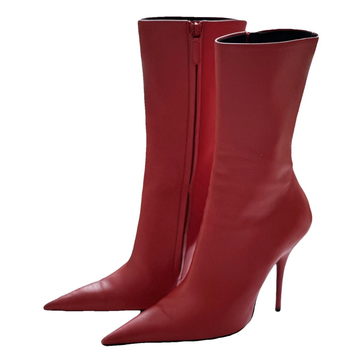 Pre-owned Balenciaga Knife Leather Boots In Red