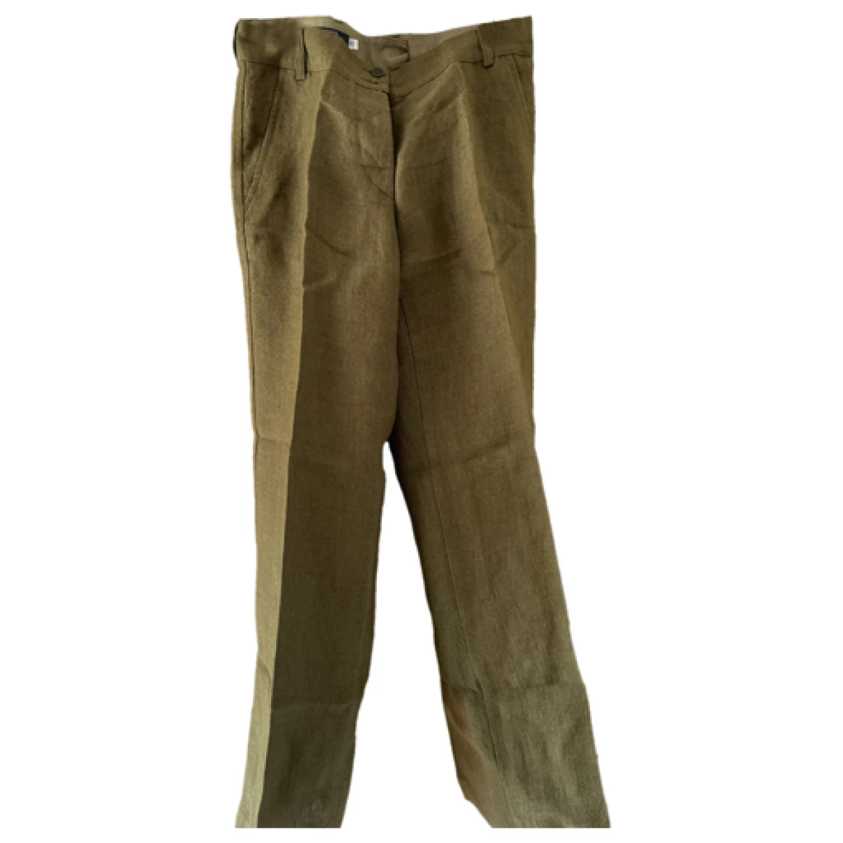 Pre-owned Aspesi Linen Straight Pants In Khaki
