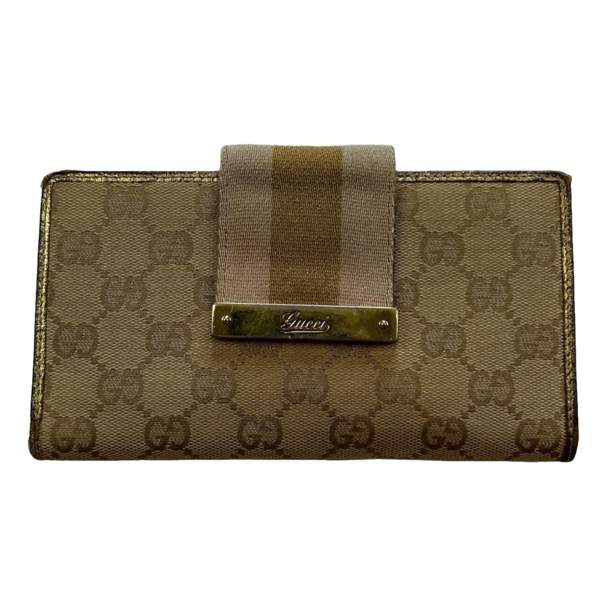 Pre-owned Gucci Card Wallet In Gold