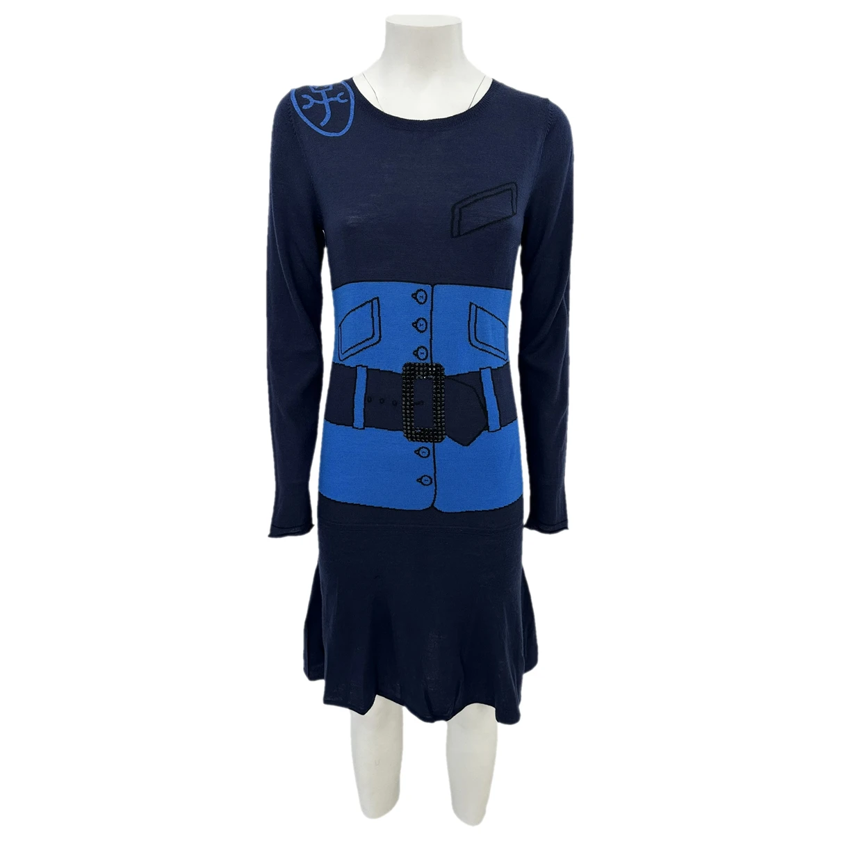 Pre-owned Jc De Castelbajac Wool Mid-length Dress In Blue