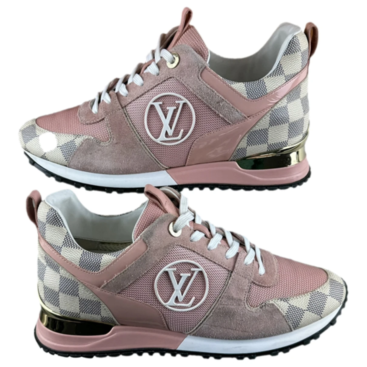 Pre-owned Louis Vuitton Run Away Leather Trainers In Pink