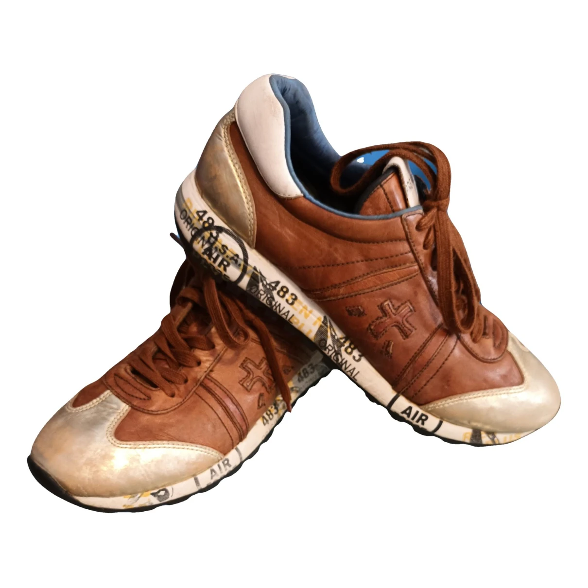 Pre-owned Premiata Leather Trainers In Brown