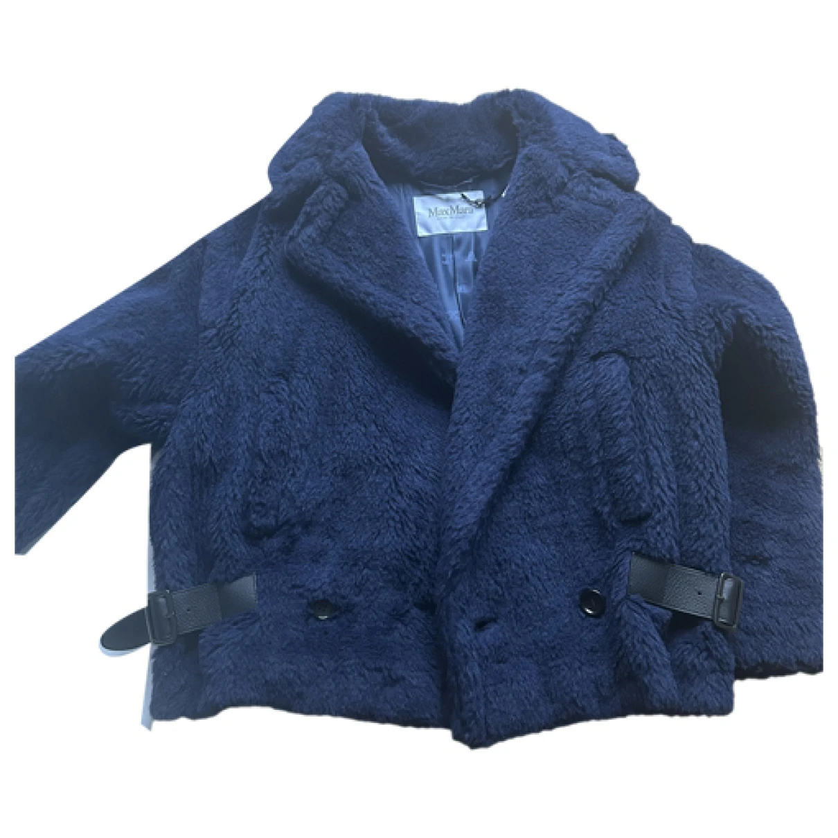 Pre-owned Max Mara Teddy Bear Icon Wool Coat In Navy