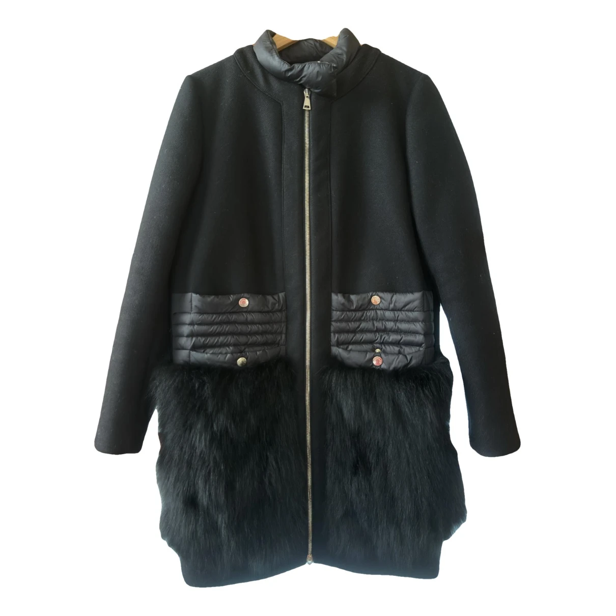 Pre-owned Moncler Classic Wool Coat In Black