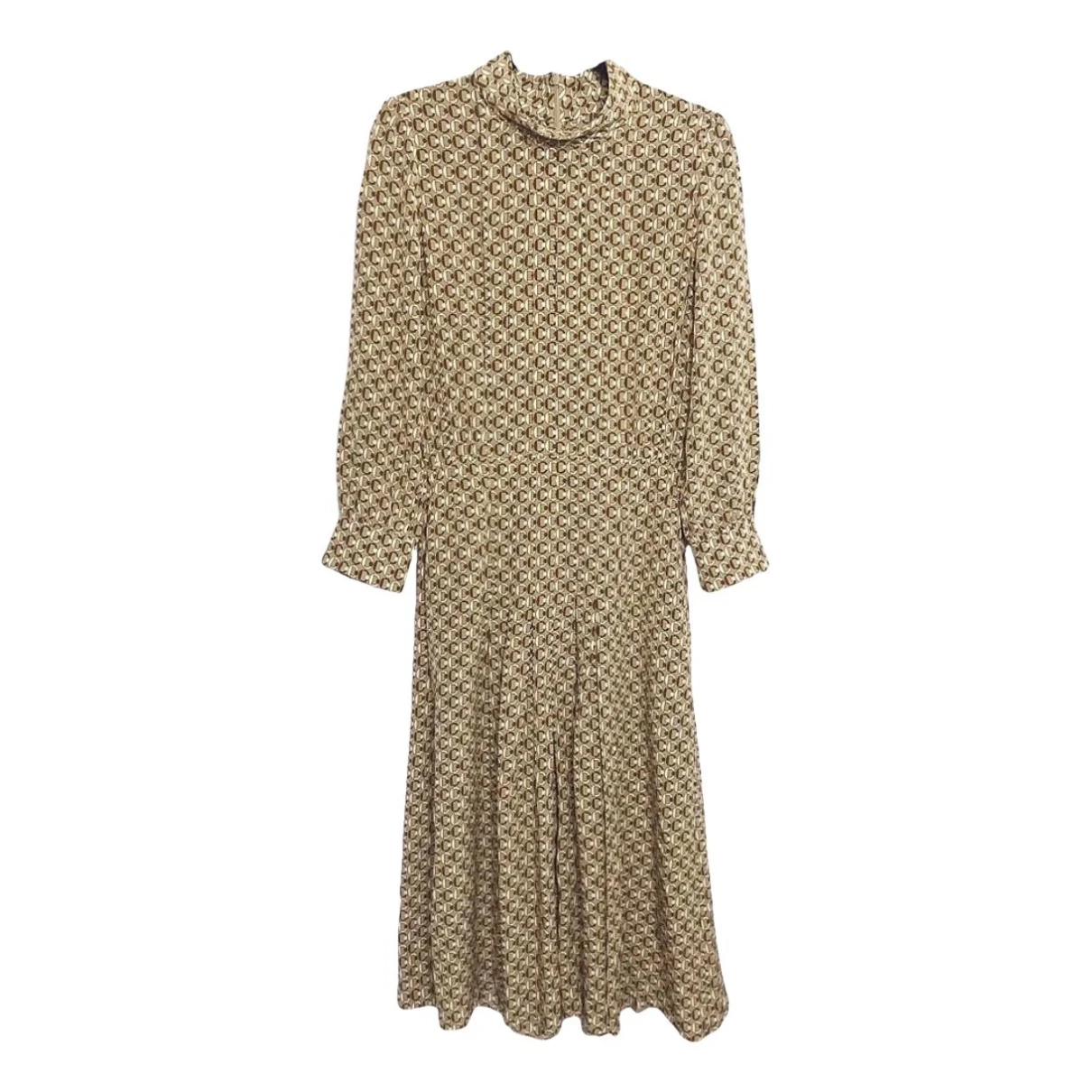 Pre-owned Celine Silk Mid-length Dress In Beige