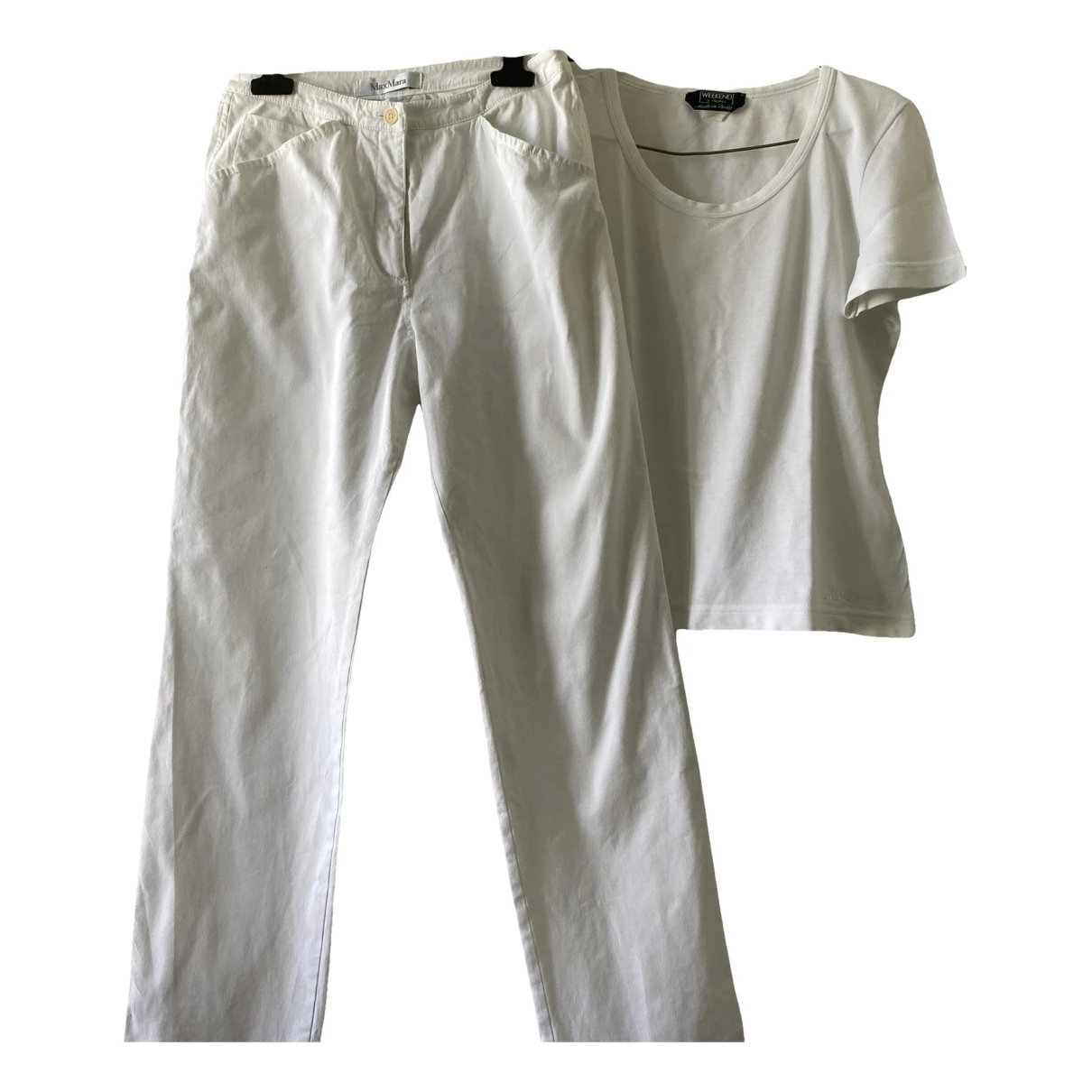 Pre-owned Max Mara Straight Pants In White