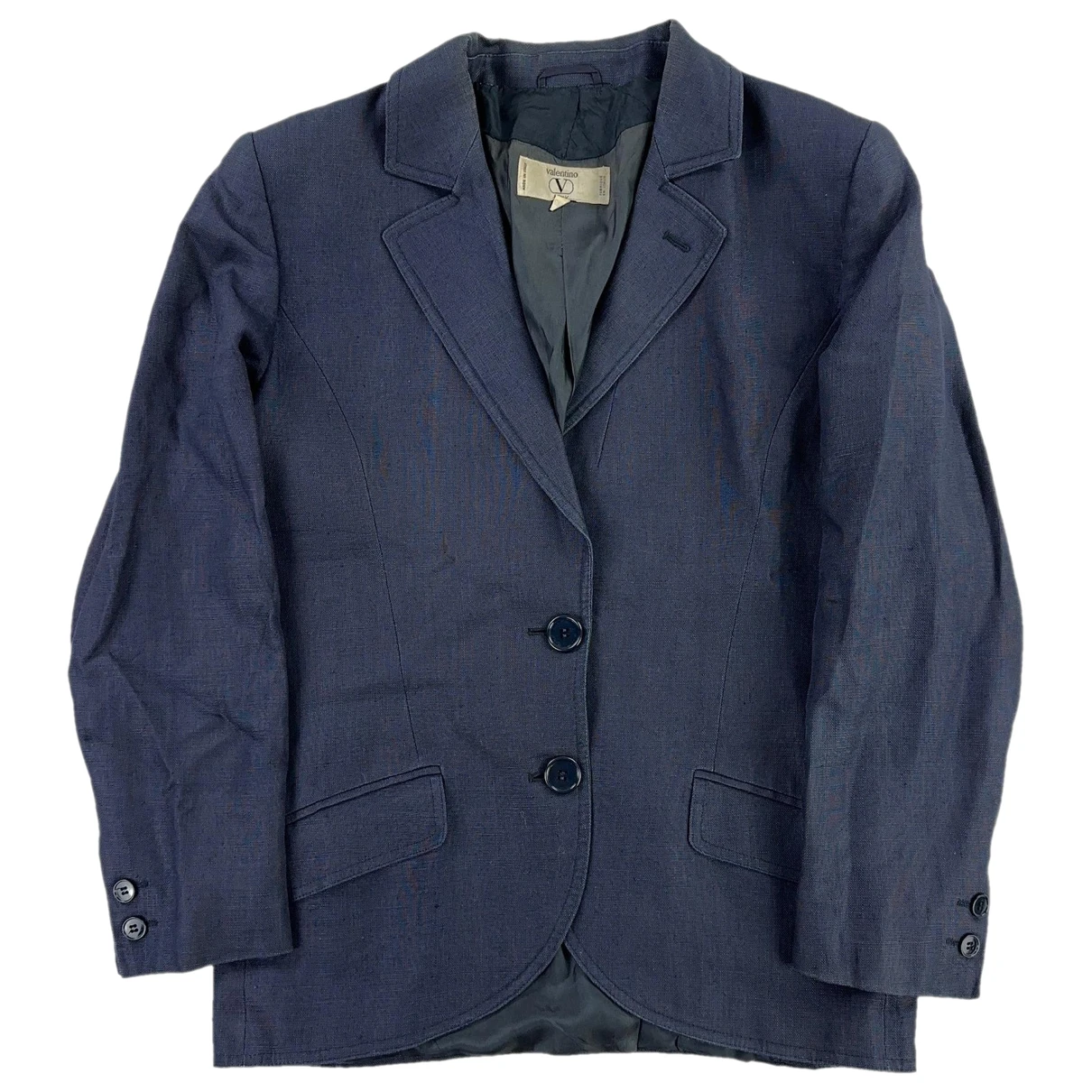 Pre-owned Valentino Linen Blazer In Blue