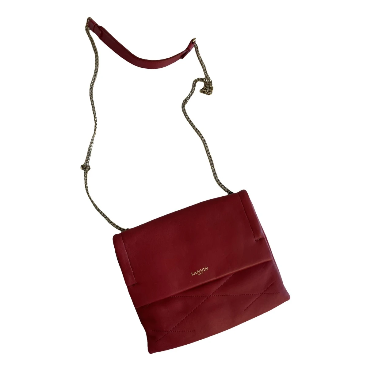 Pre-owned Lanvin Sugar Leather Crossbody Bag In Red