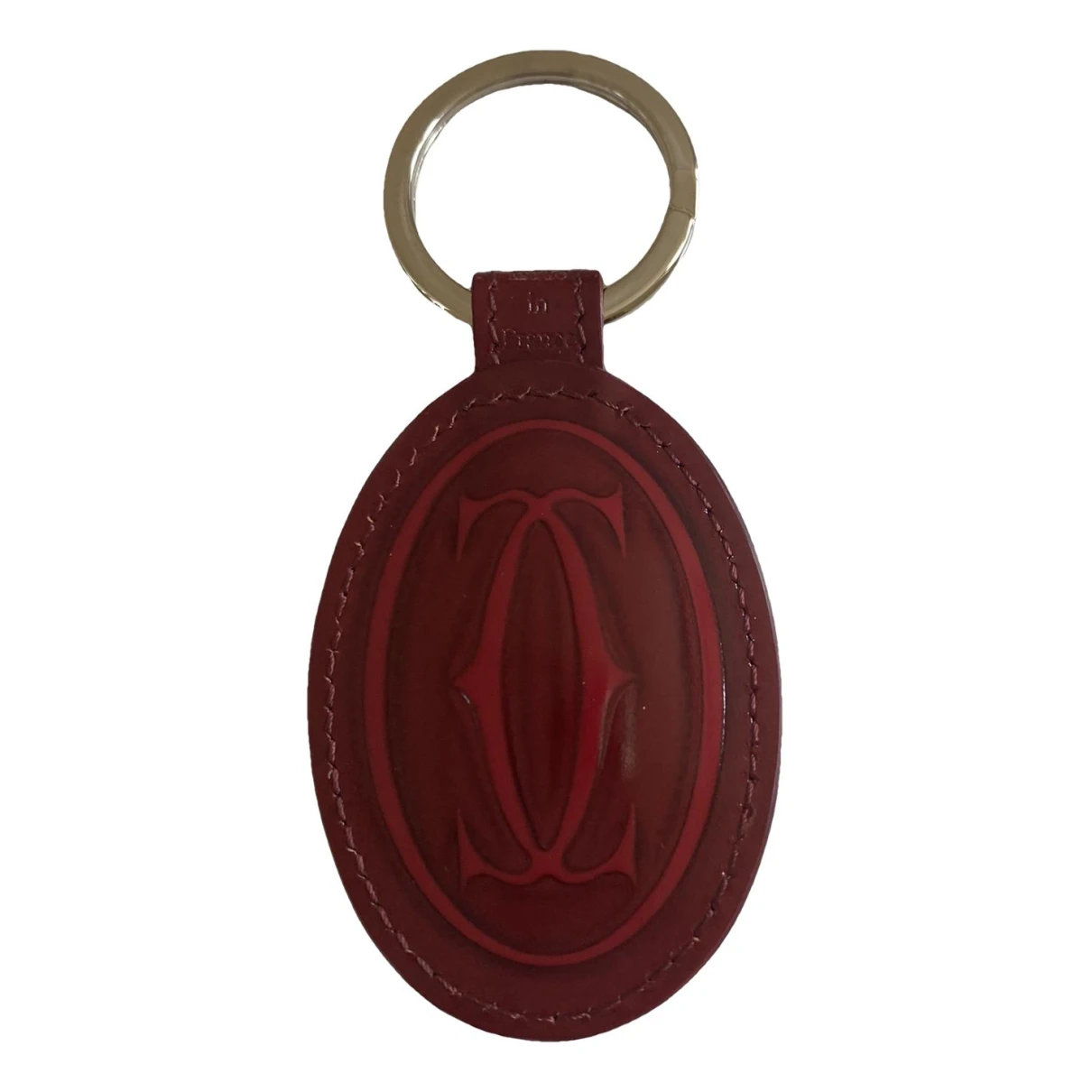 Pre-owned Cartier Leather Key Ring In Burgundy