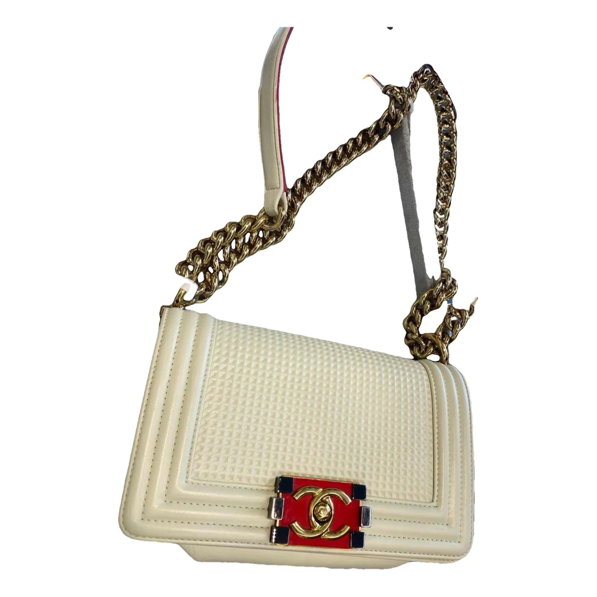 Pre-owned Chanel Boy Leather Crossbody Bag In Beige