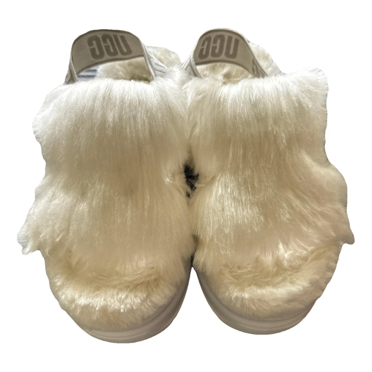 Pre-owned Ugg Faux Fur Mules & Clogs In White