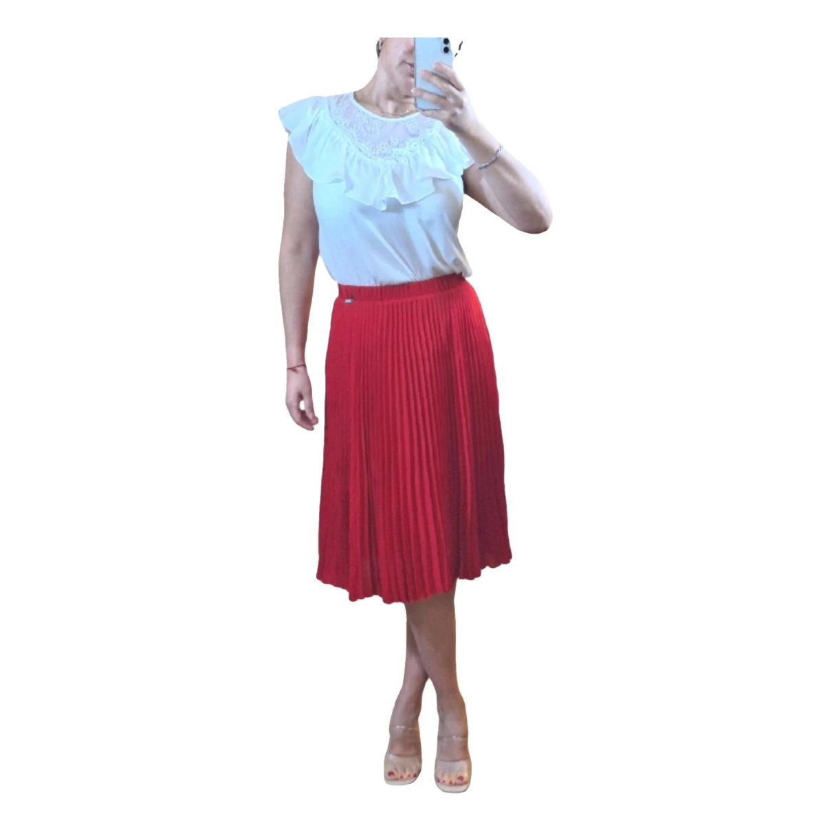 Pre-owned Guess Mid-length Skirt In Red
