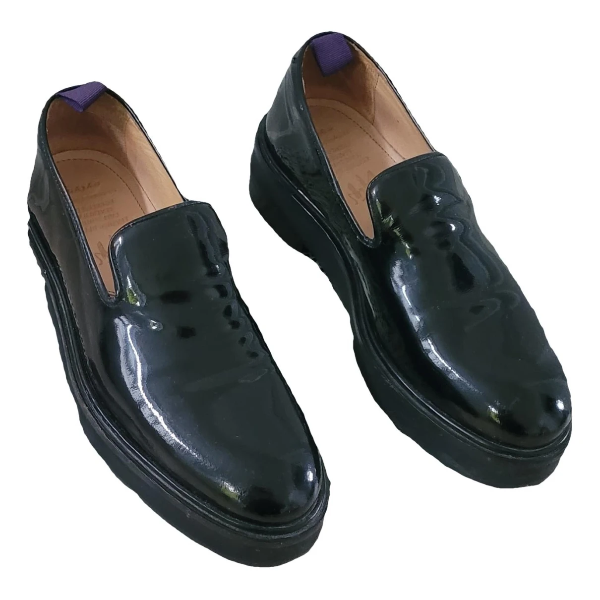 Pre-owned Eytys Patent Leather Flats In Black