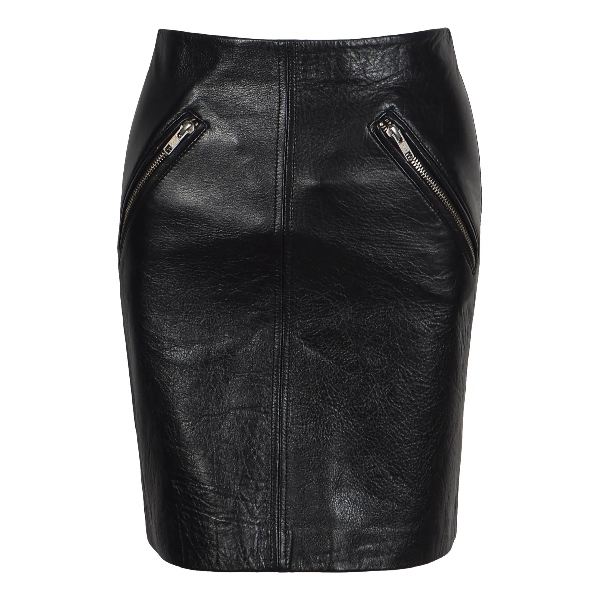 Pre-owned Maje Spring Summer 2021 Leather Mini Skirt In Black