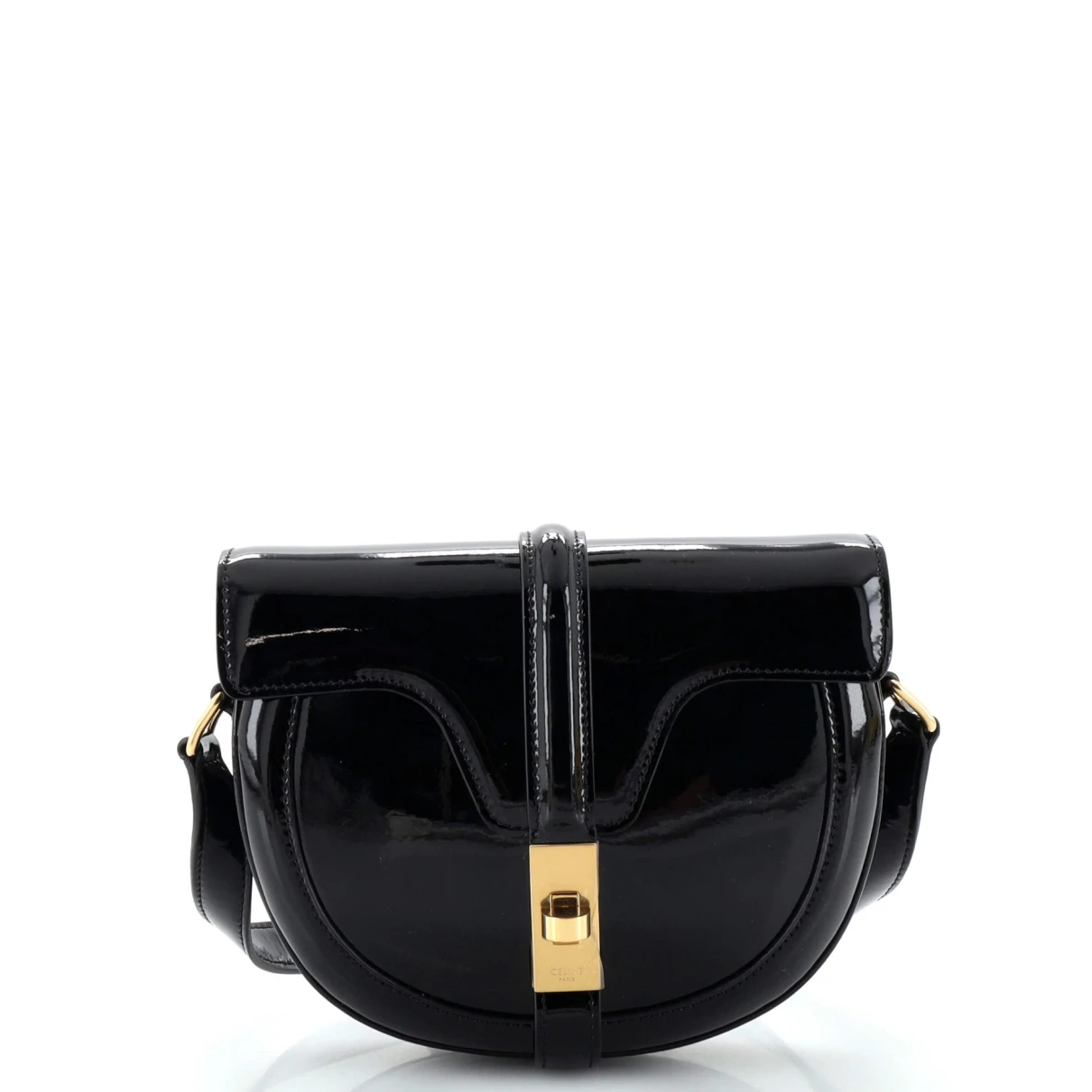 Pre-owned Celine Patent Leather Crossbody Bag In Black