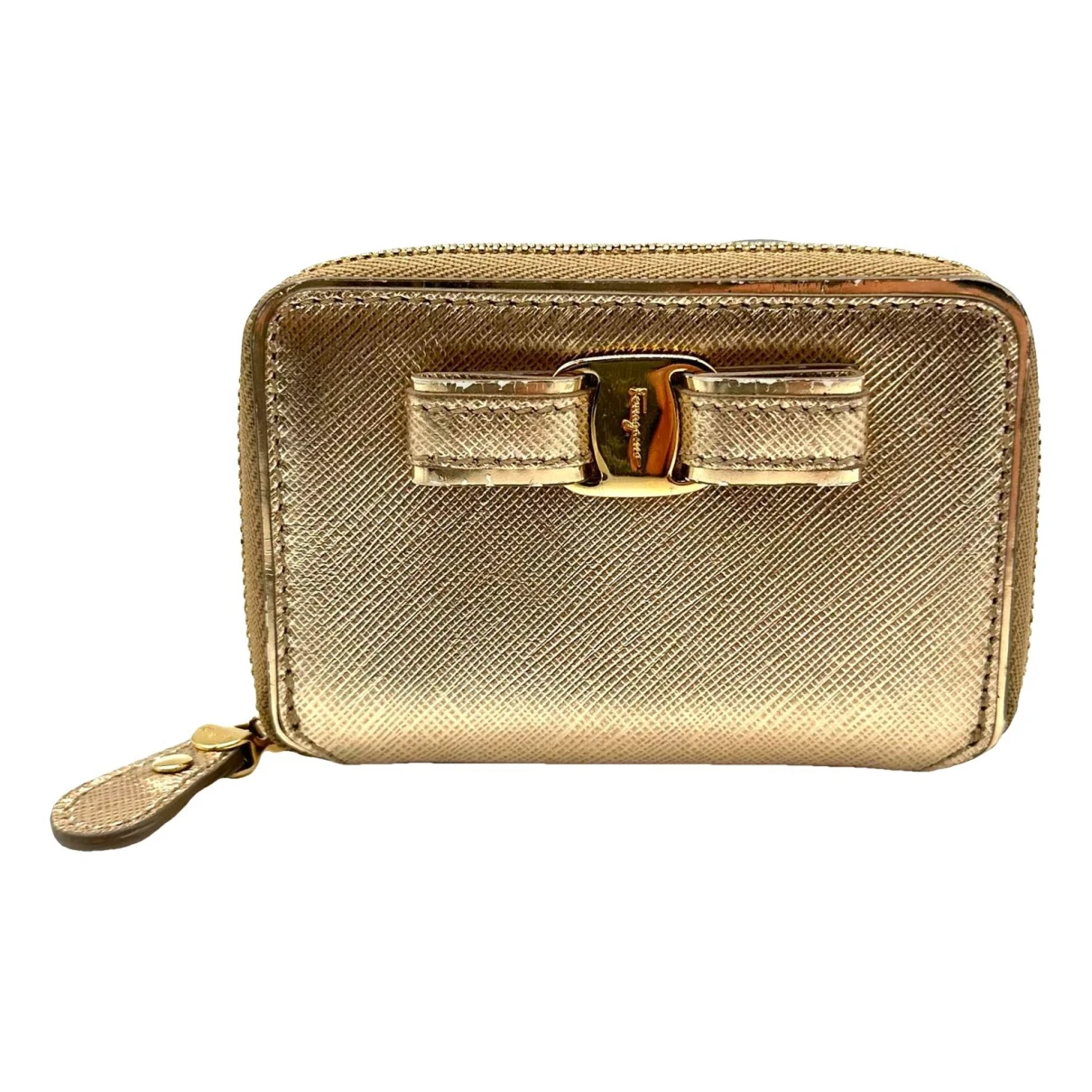Pre-owned Ferragamo Leather Wallet In Gold