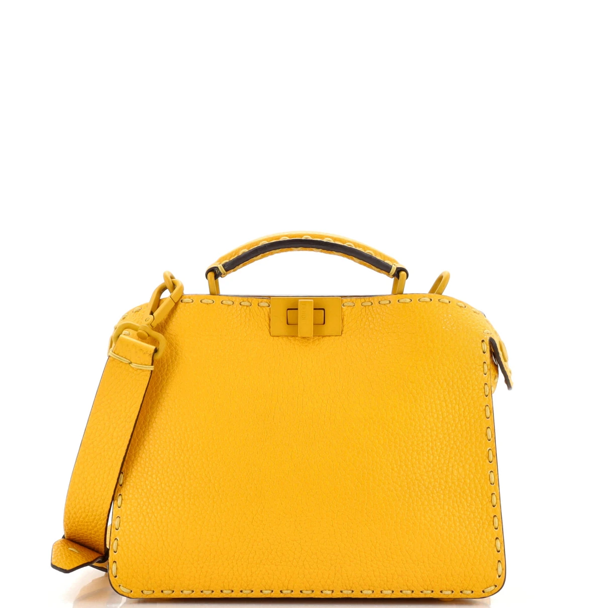 Pre-owned Fendi Leather Handbag In Yellow