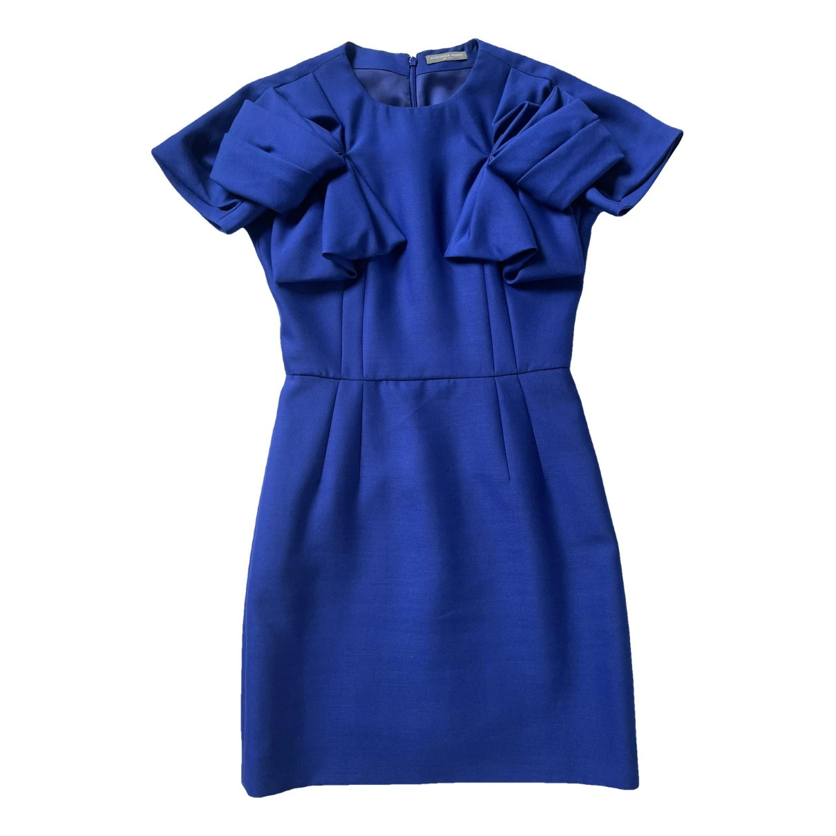 Pre-owned Alexander Mcqueen Wool Mid-length Dress In Blue