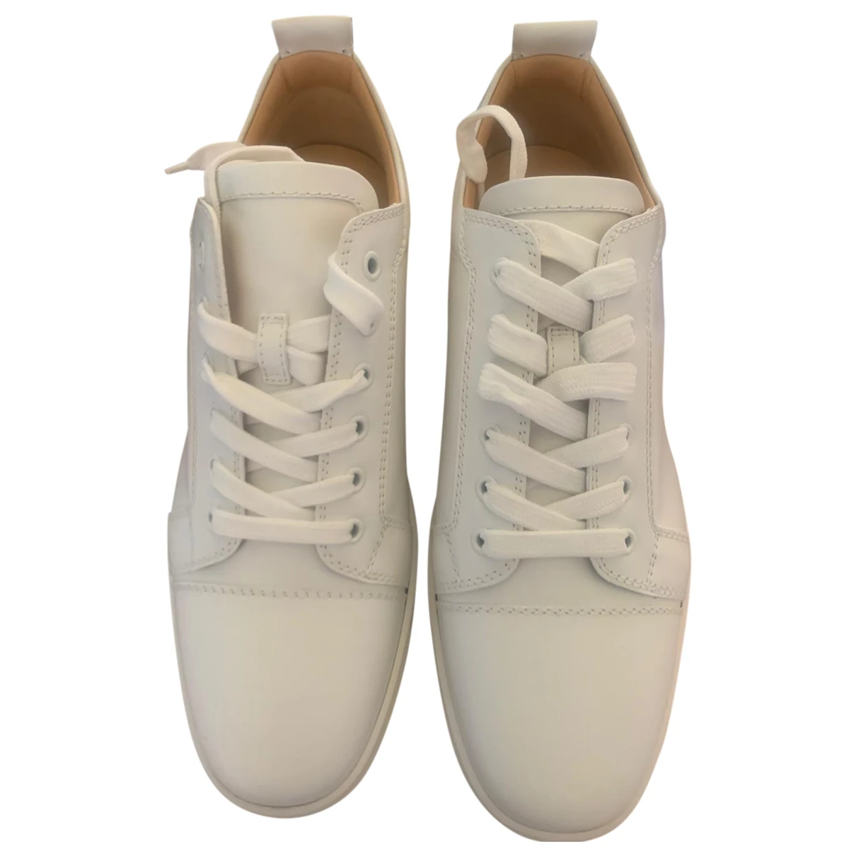 Pre-owned Christian Louboutin Patent Leather Lace Ups In White