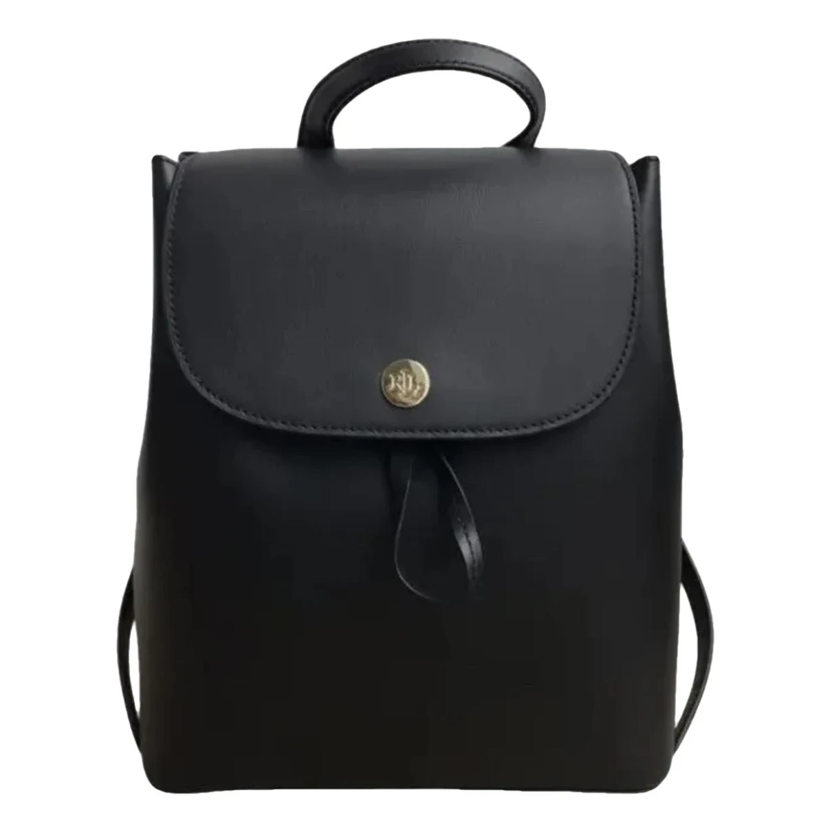 Pre-owned Ralph Lauren Leather Backpack In Black