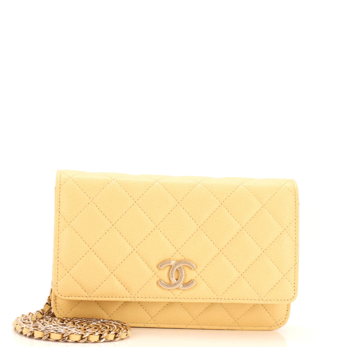 Pre-owned Chanel Leather Crossbody Bag In Yellow