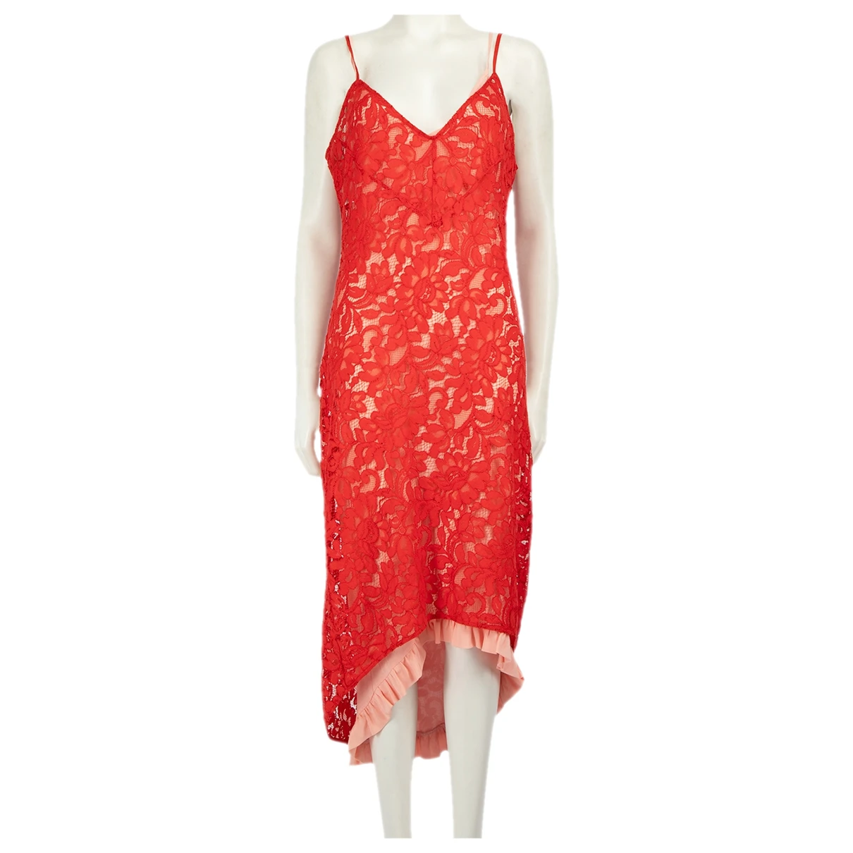 Pre-owned Pinko Lace Mid-length Dress In Red