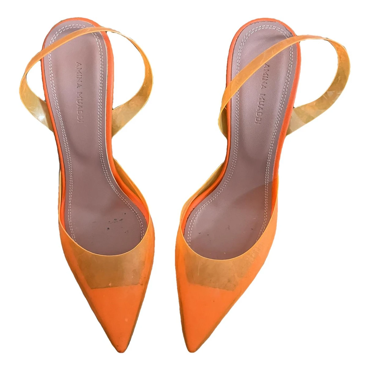 Pre-owned Amina Muaddi Sandal In Orange