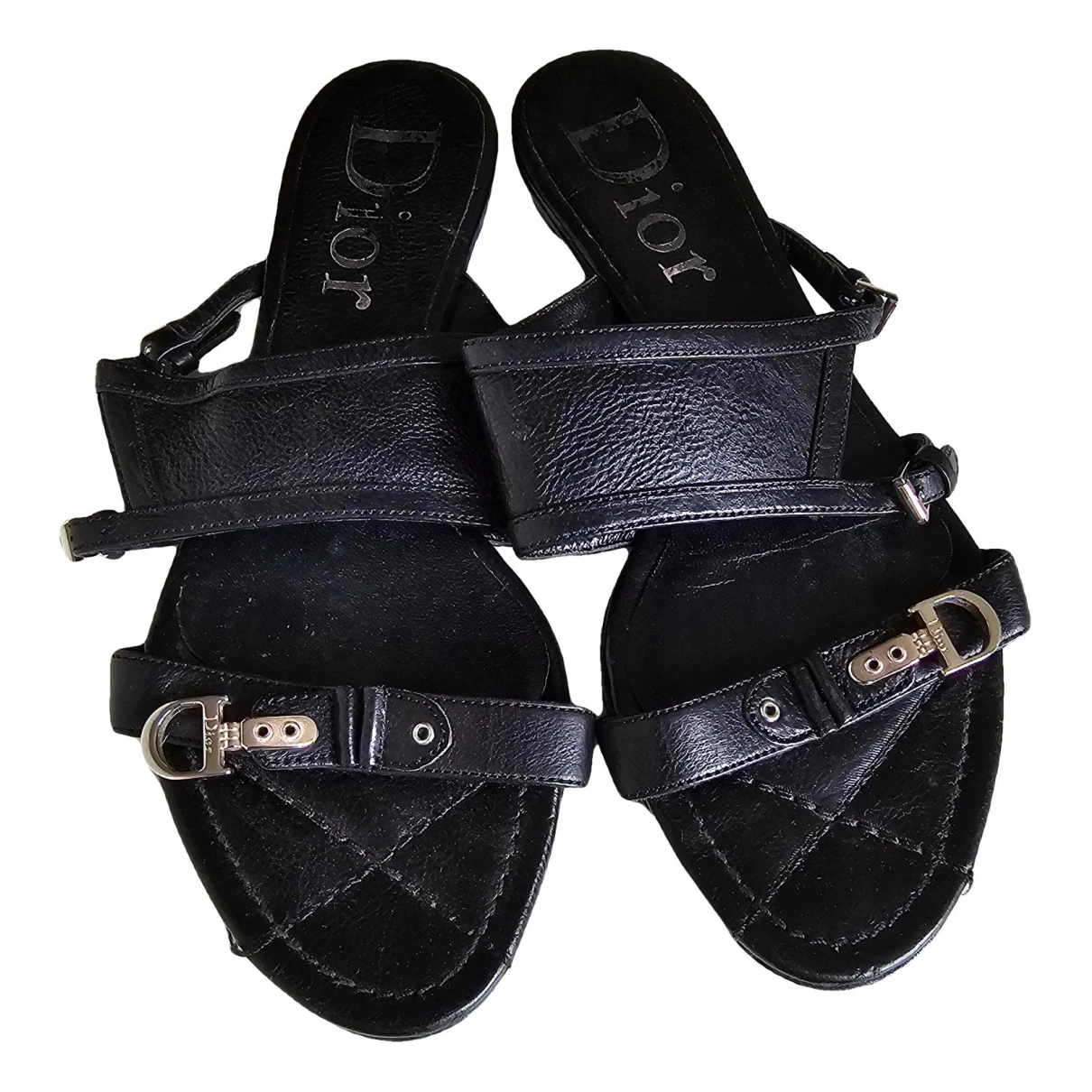 Pre-owned Dior Leather Sandals In Black