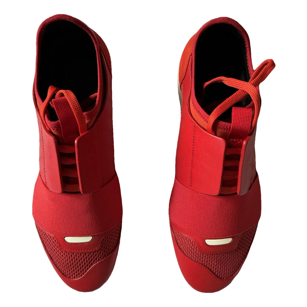 Pre-owned Balenciaga Leather Trainers In Red