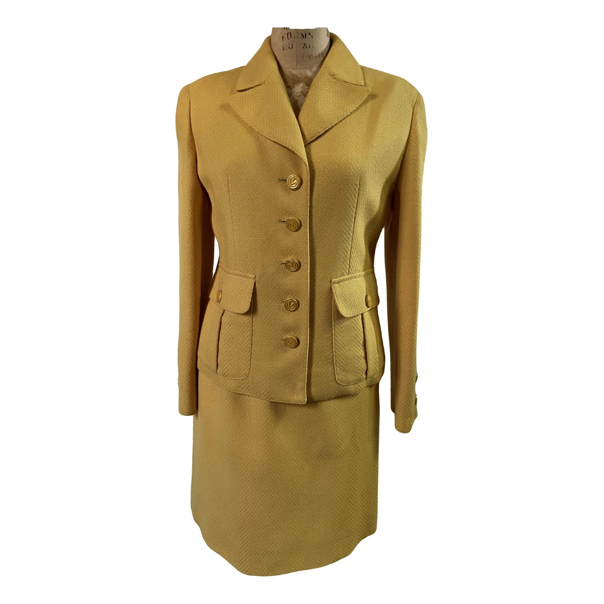 Pre-owned Valentino Wool Suit Jacket In Yellow