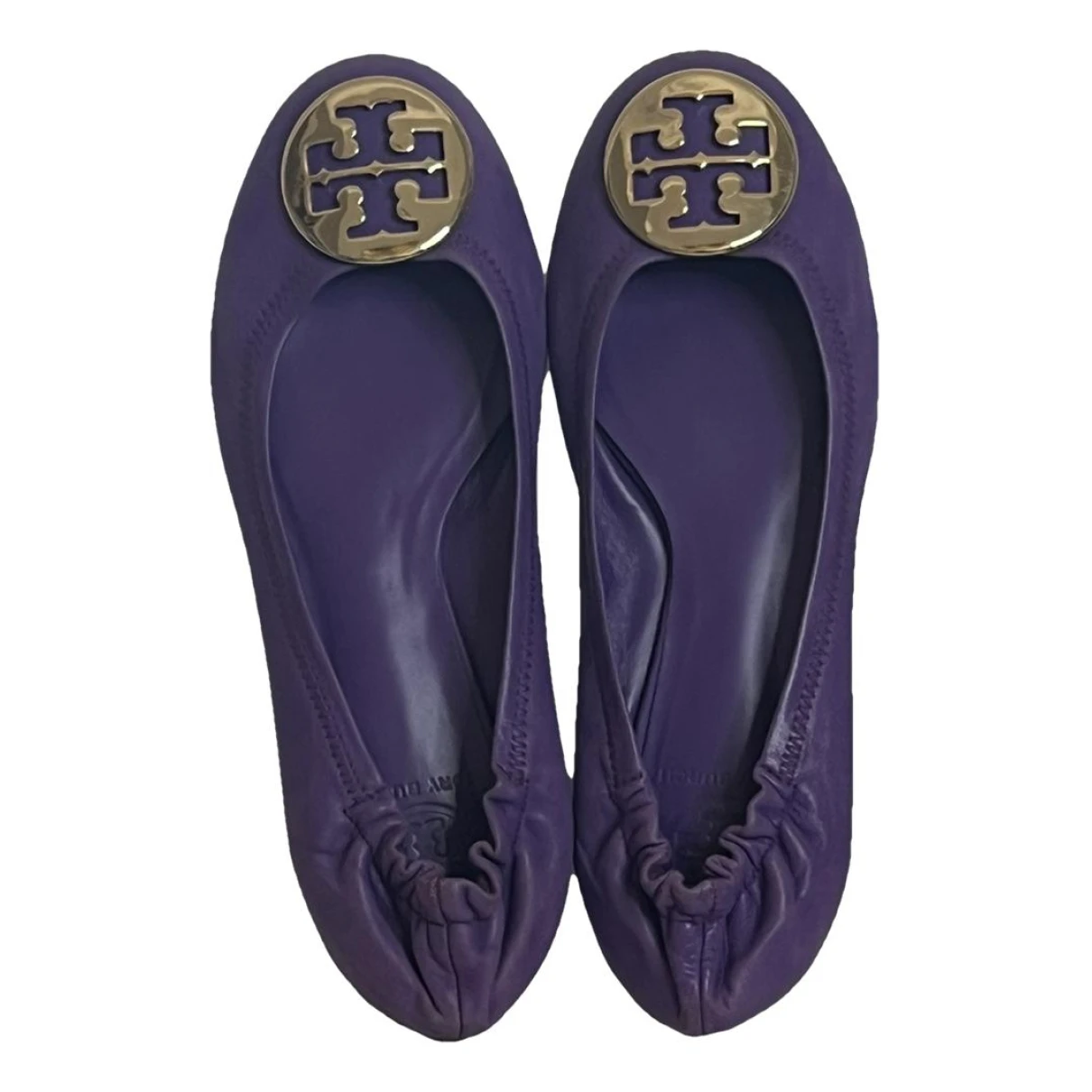 Pre-owned Tory Burch Leather Ballet Flats In Purple
