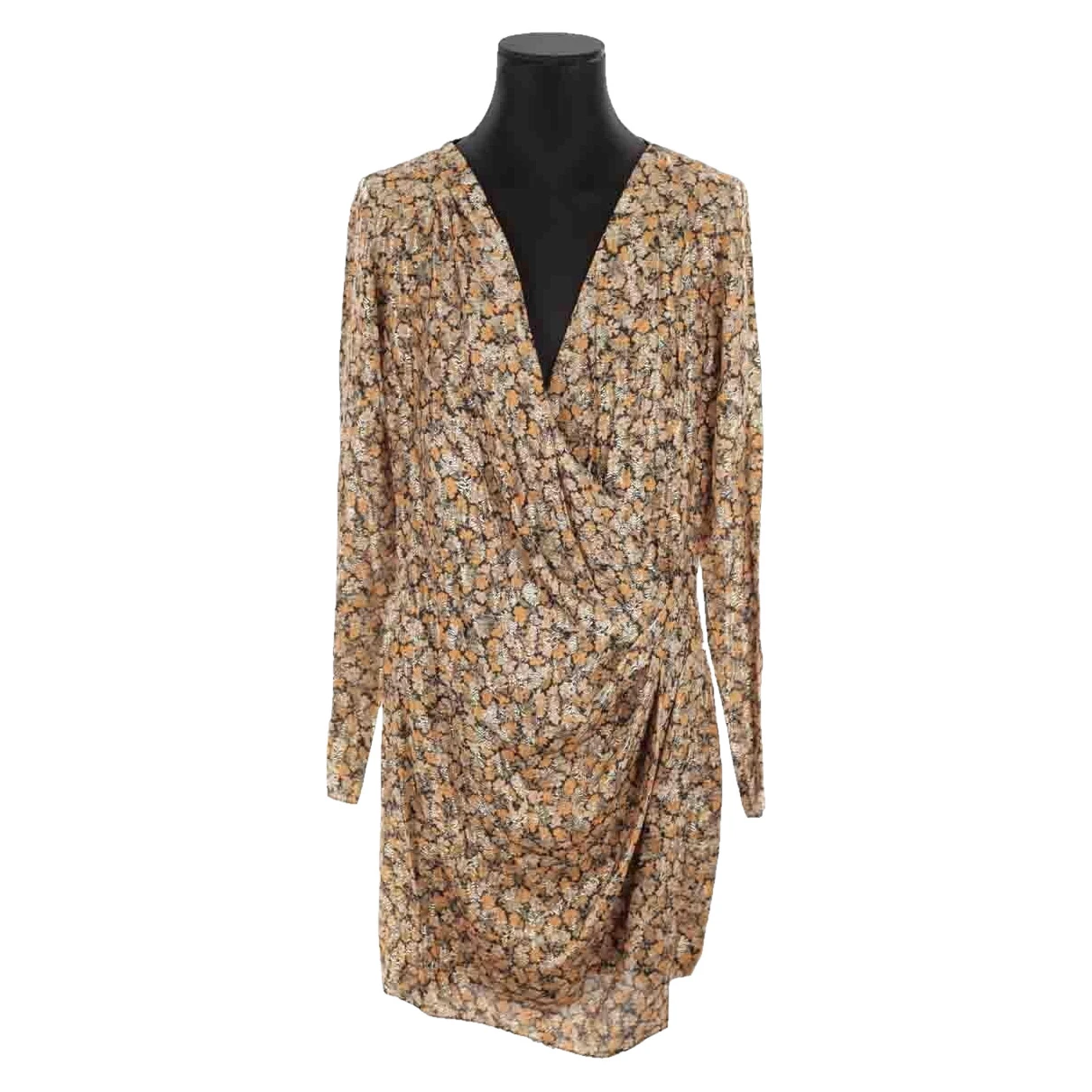 Pre-owned Vanessa Bruno Silk Mini Dress In Gold