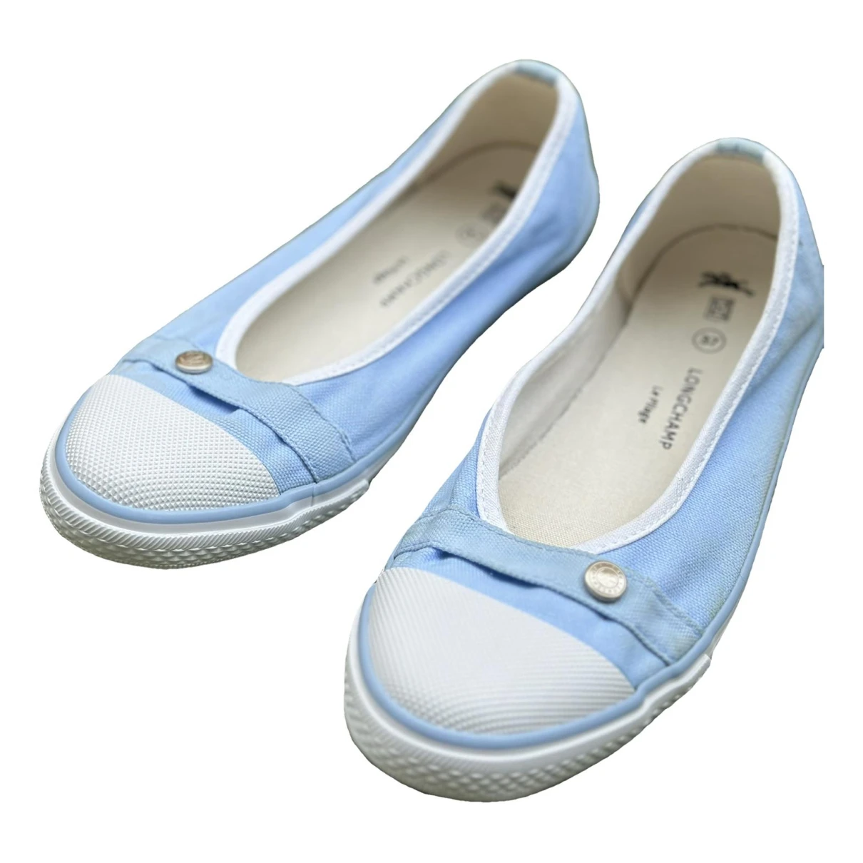 Pre-owned Longchamp Cloth Ballet Flats In Blue