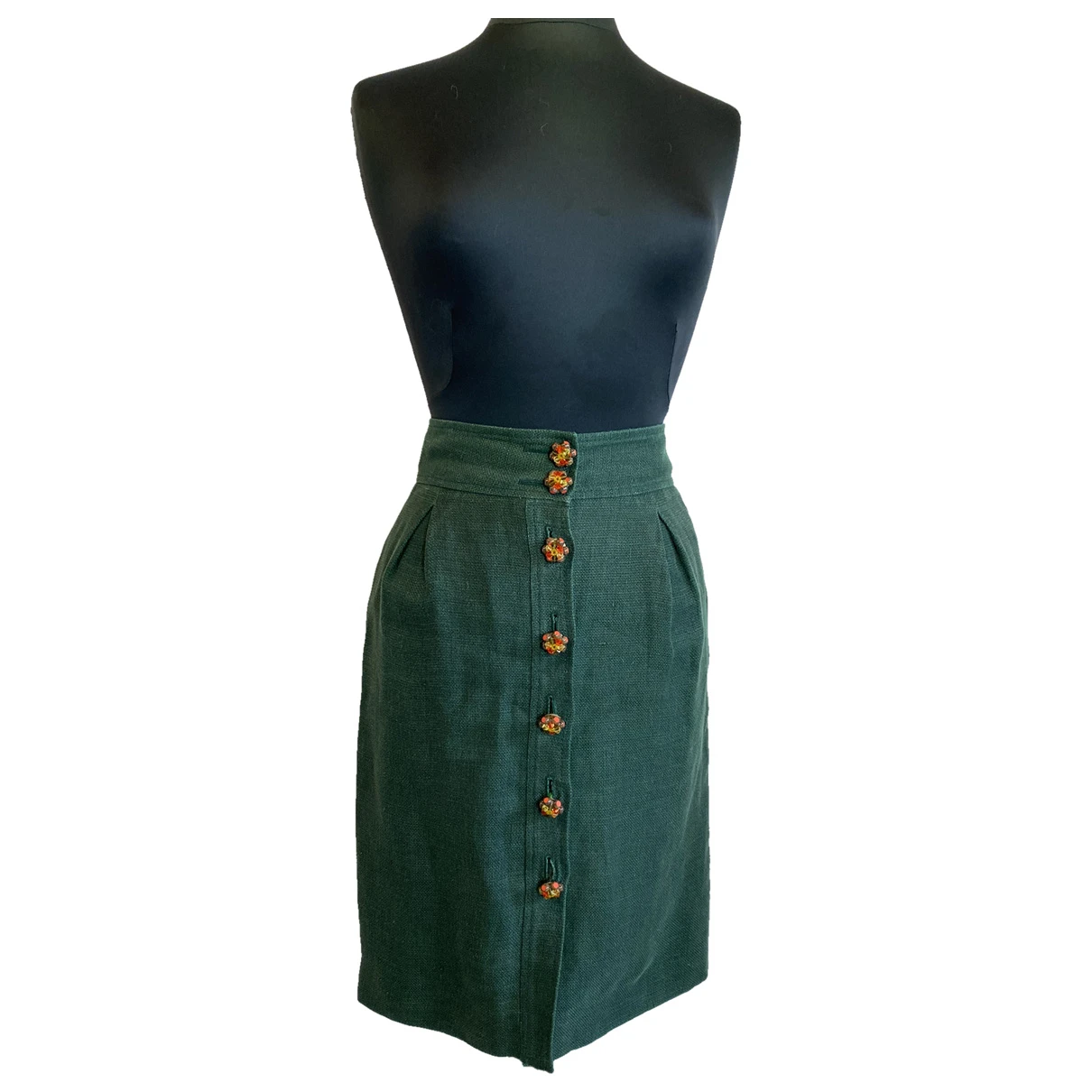 Pre-owned Dolce & Gabbana Linen Mid-length Skirt In Green