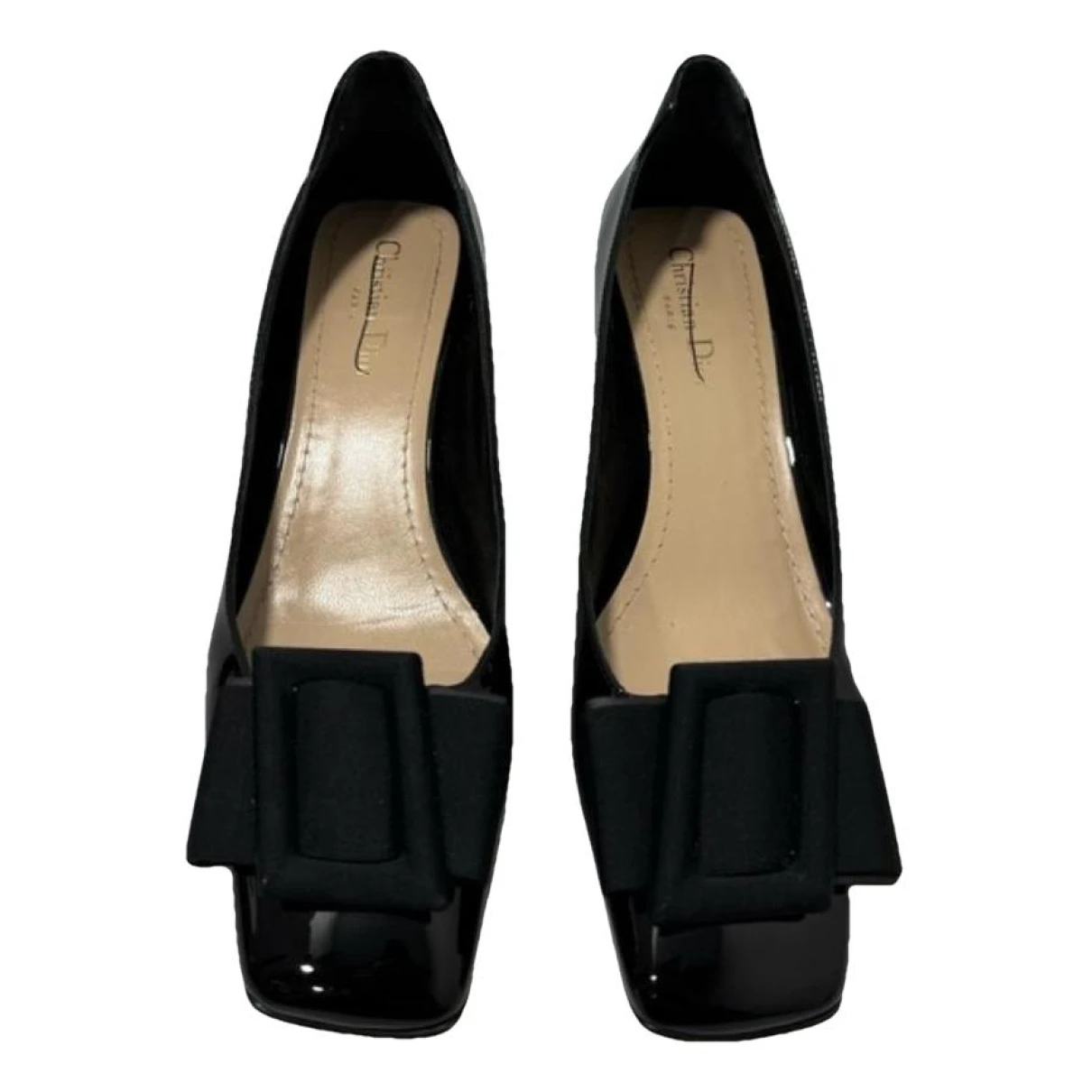 Pre-owned Dior Idylle Leather Ballet Flats In Black