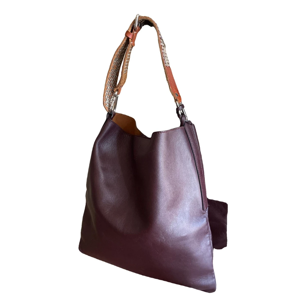 Pre-owned Golden Goose Leather Tote In Burgundy