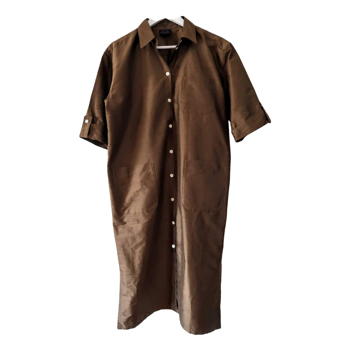 Pre-owned Bogner Silk Mid-length Dress In Brown