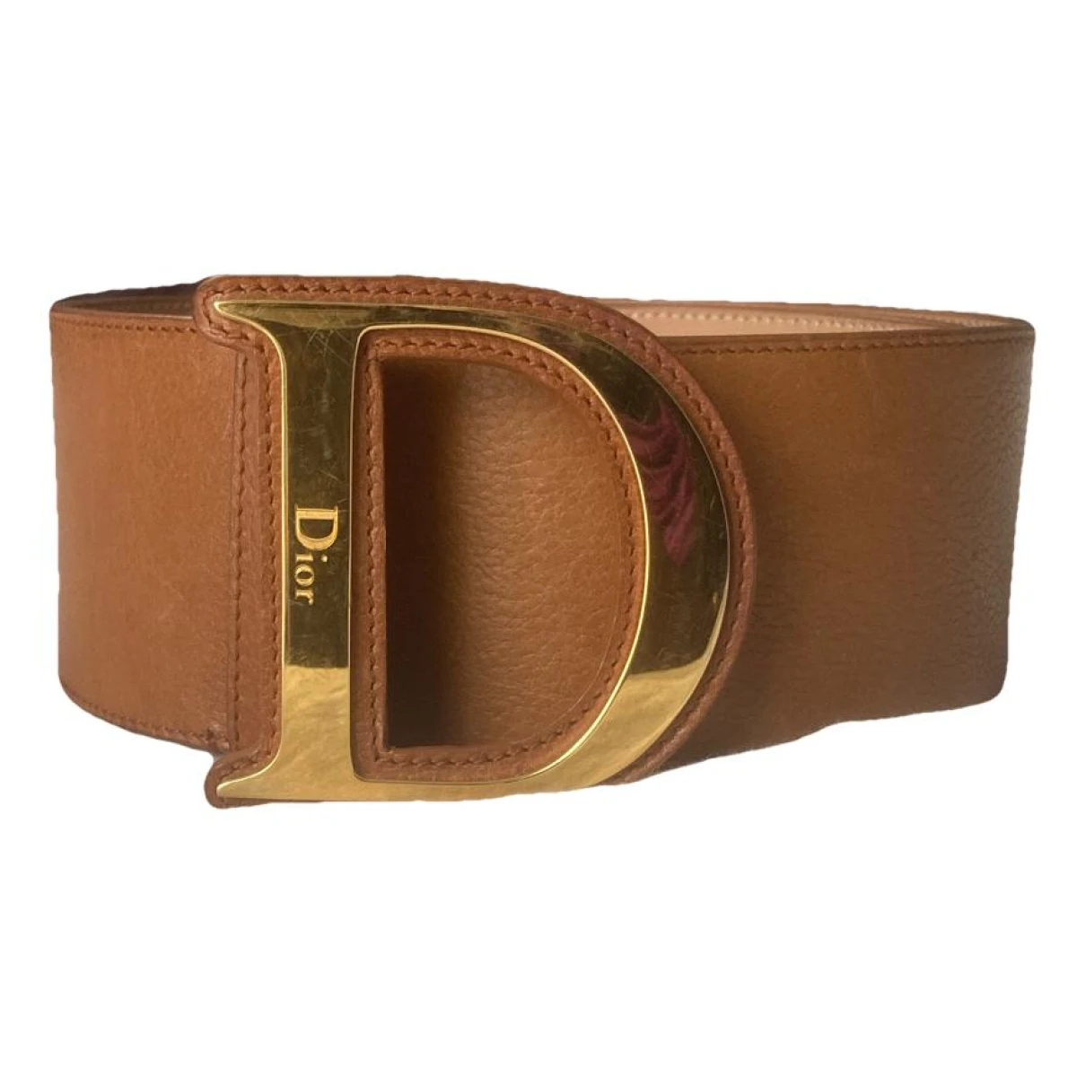 Pre-owned Dior Quake Leather Belt In Camel