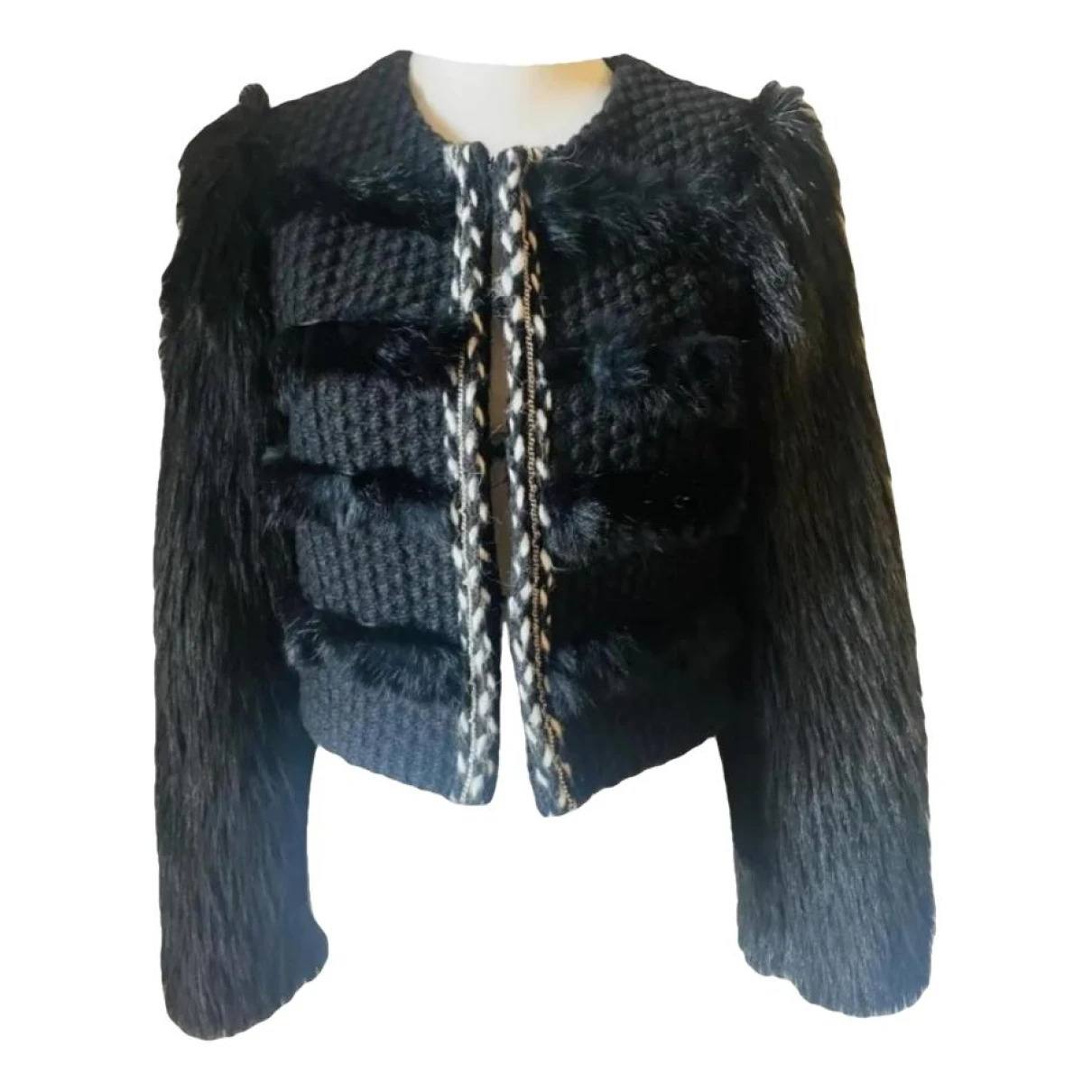 Pre-owned Annarita N Faux Fur Jacket In Black