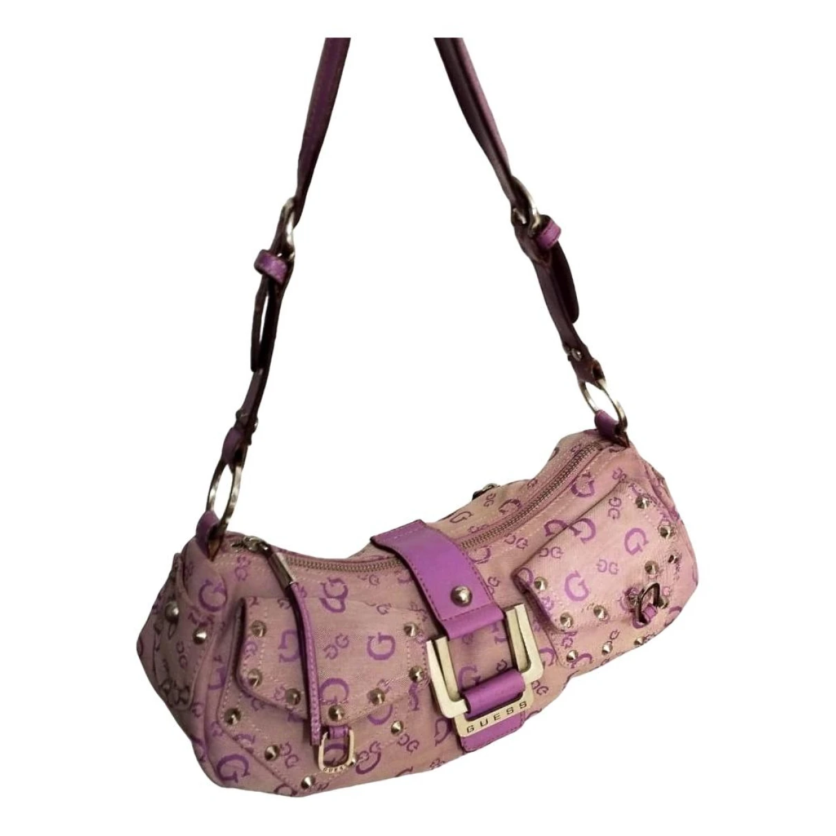 Pre-owned Guess Cloth Handbag In Purple