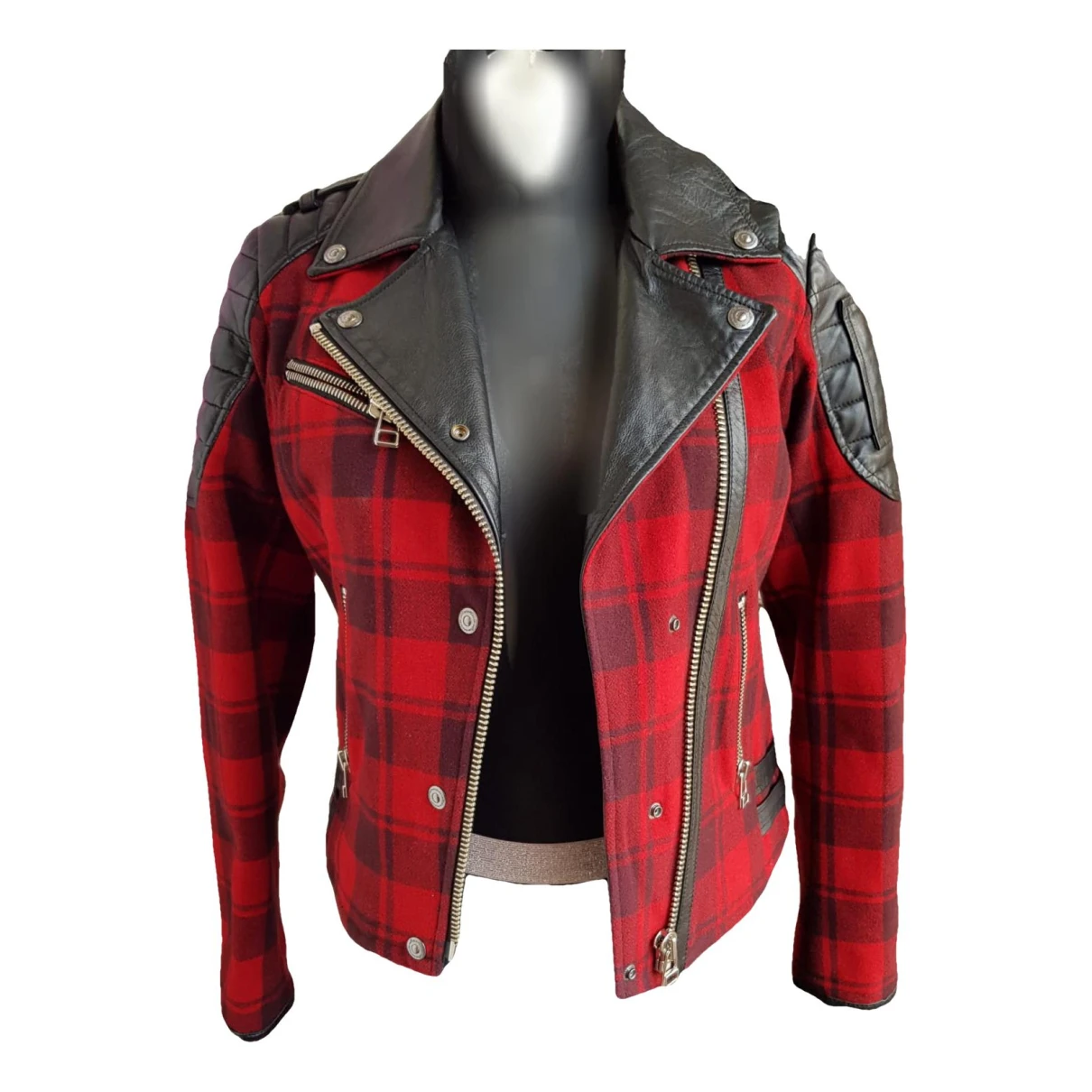 Pre-owned Moose Knuckles Leather Jacket In Red