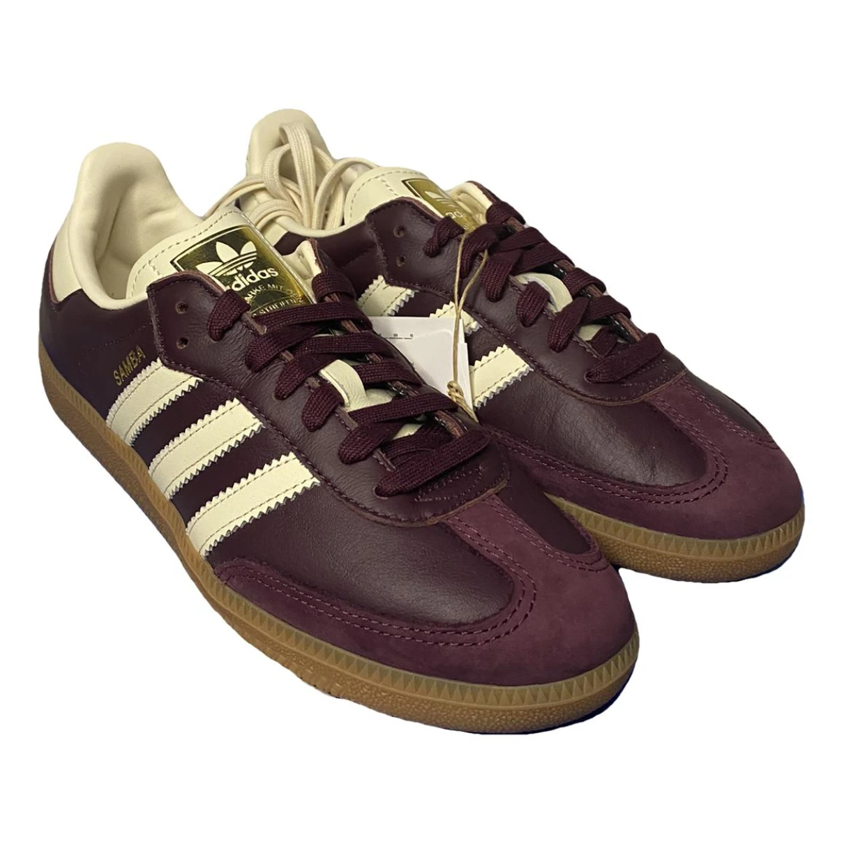 Pre-owned Adidas Originals Leather Trainers In Burgundy