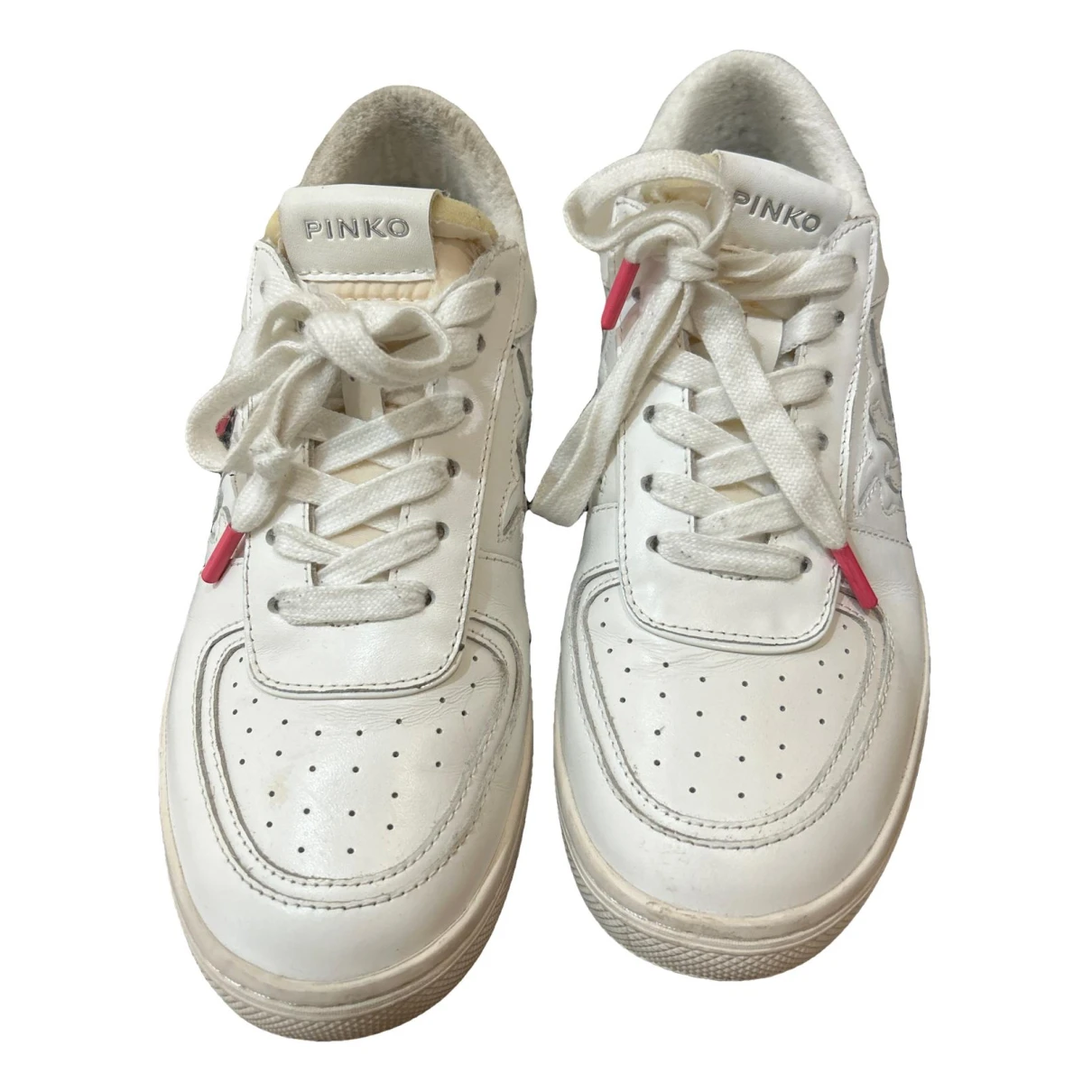 Pre-owned Pinko Leather Trainers In White