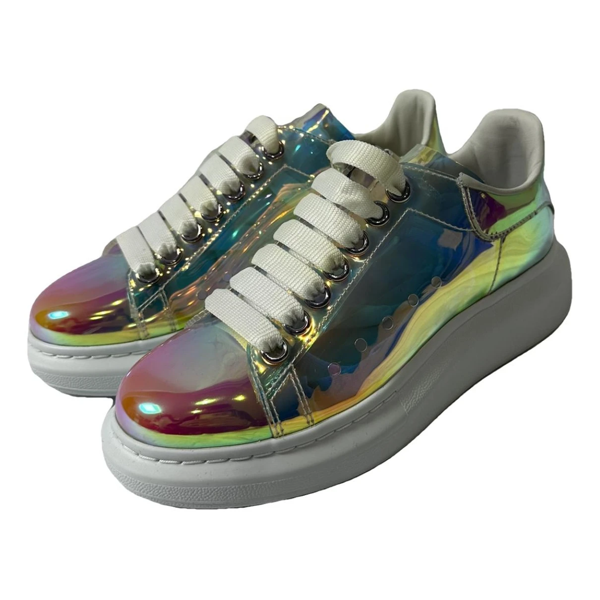 Pre-owned Alexander Mcqueen Oversize Leather Trainers In Multicolour