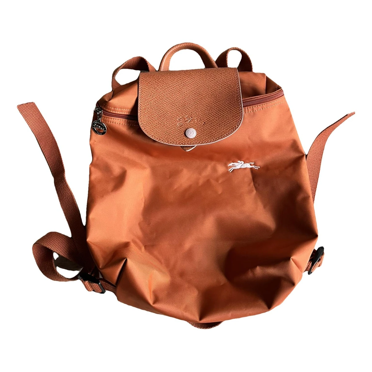 Pre-owned Longchamp Pliage Backpack In Orange